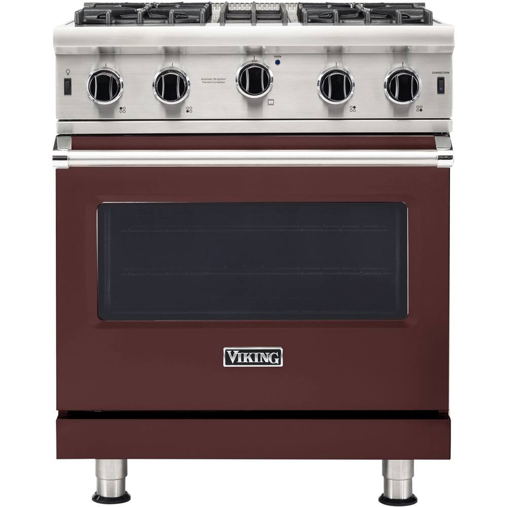 Front. Viking - Professional 5 Series 4.0 Cu. Ft. Freestanding LP Gas Convection Range - Kalamata Red.