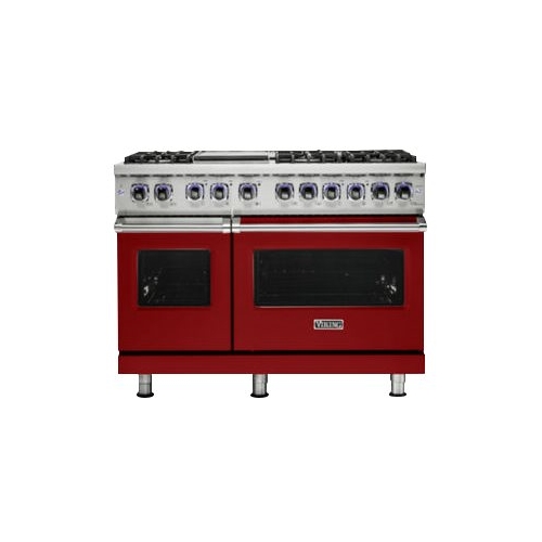 Viking - Professional 7 Series Freestanding Double Oven Dual Fuel Convection Range with Self-Cleaning - Kalamata Red
