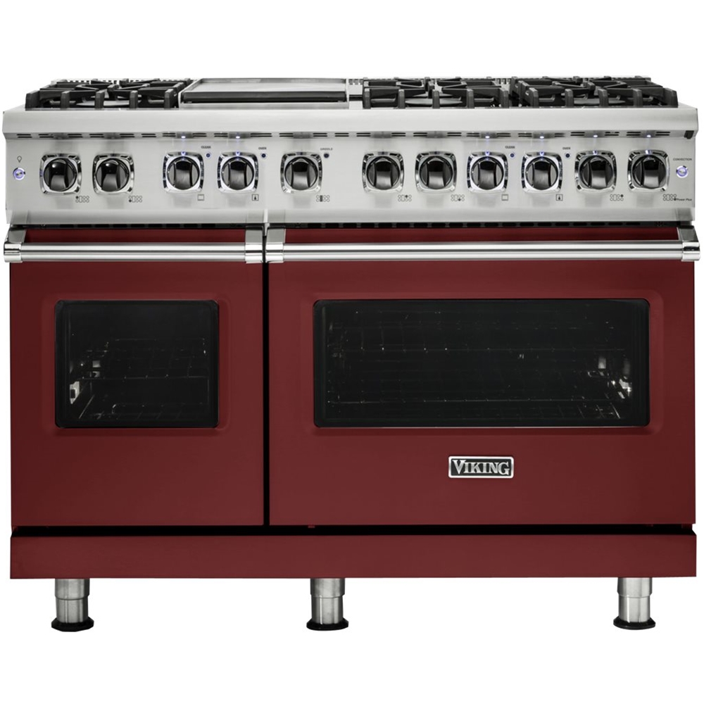 Viking – Professional 5 Series Freestanding Double Oven Dual Fuel True Convection Range with Self-Cleaning – Reduction Red
