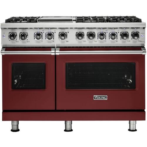 Viking - Professional 5 Series Freestanding Double Oven Dual Fuel True Convection Range with Self-Cleaning - Reduction Red