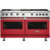 Viking - Professional 5 Series 8 Cu. Ft. Freestanding Double Oven LP Gas Convection Range - San Marzano Red - Front_Zoom