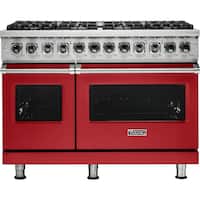 Viking - Professional 5 Series Freestanding Double Oven Dual Fuel Convection Range with Self-Cleaning - San Marzano Red - Front_Zoom