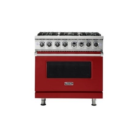 Viking - 5-Series 5.6 Cu. Ft. Self-Cleaning Freestanding Dual Fuel Convection Range - San Marzano Red