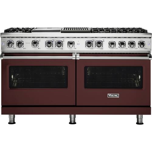 Viking - Professional 5 Series 9.4 Cu. Ft. Freestanding Double Oven Dual Fuel LP Gas Convection Range with Self-Cleaning - Kalamata Red