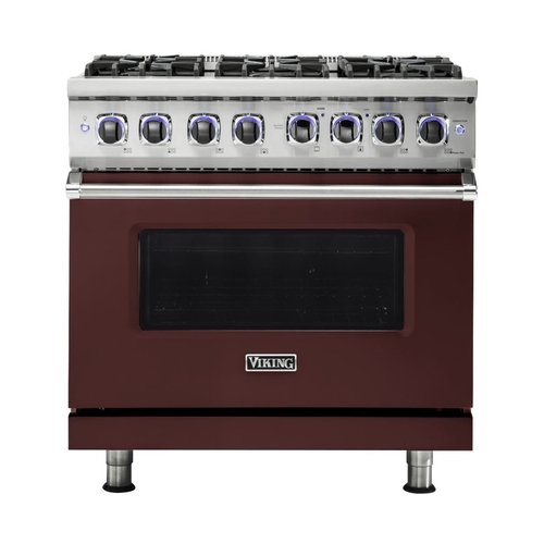 Viking - Professional 7 Series 5.6 Cu. Ft. Freestanding Dual Fuel True Convection Range with Self-Cleaning - Kalamata Red