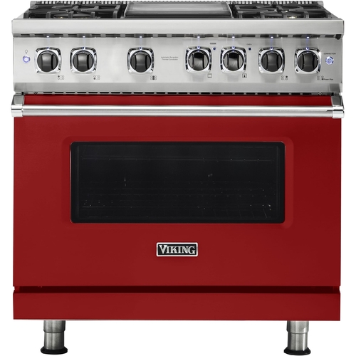 Viking - Professional 5 Series 5.6 Cu. Ft. Freestanding Dual Fuel True Convection Range with Self-Cleaning - San Marzano Red