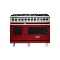 Viking - Professional 5 Series Freestanding Double Oven Dual Fuel Convection Range with Self-Cleaning - San Marzano Red - Front_Standard