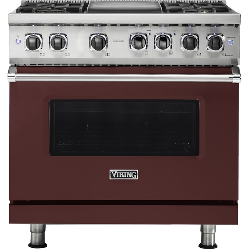 Viking - Professional 5 Series 5.6 Cu. Ft. Freestanding Dual Fuel True Convection Range with Self-Cleaning - Kalamata Red