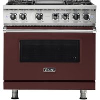 Viking - 5-Series 5.6 Cu. Ft. Self-Cleaning Freestanding Dual Fuel Convection Range - Kalamata Red - Front_Zoom