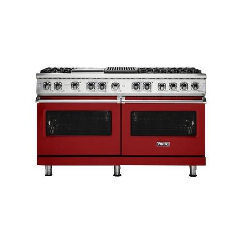 Viking - Professional 5 Series 9.4 Cu. Ft. Freestanding Double Oven Dual Fuel LP Gas Convection Range with Self-Cleaning - Reduction Red