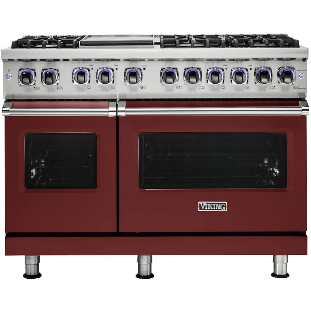 Front. Viking - VGR Freestanding 7-Series Gas 48"W Range - Reduction Red.