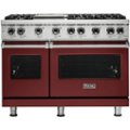 Front. Viking - Professional 5 Series 6.1 Cu. Ft. Freestanding Double Oven LP Gas Convection Range - Reduction Red.