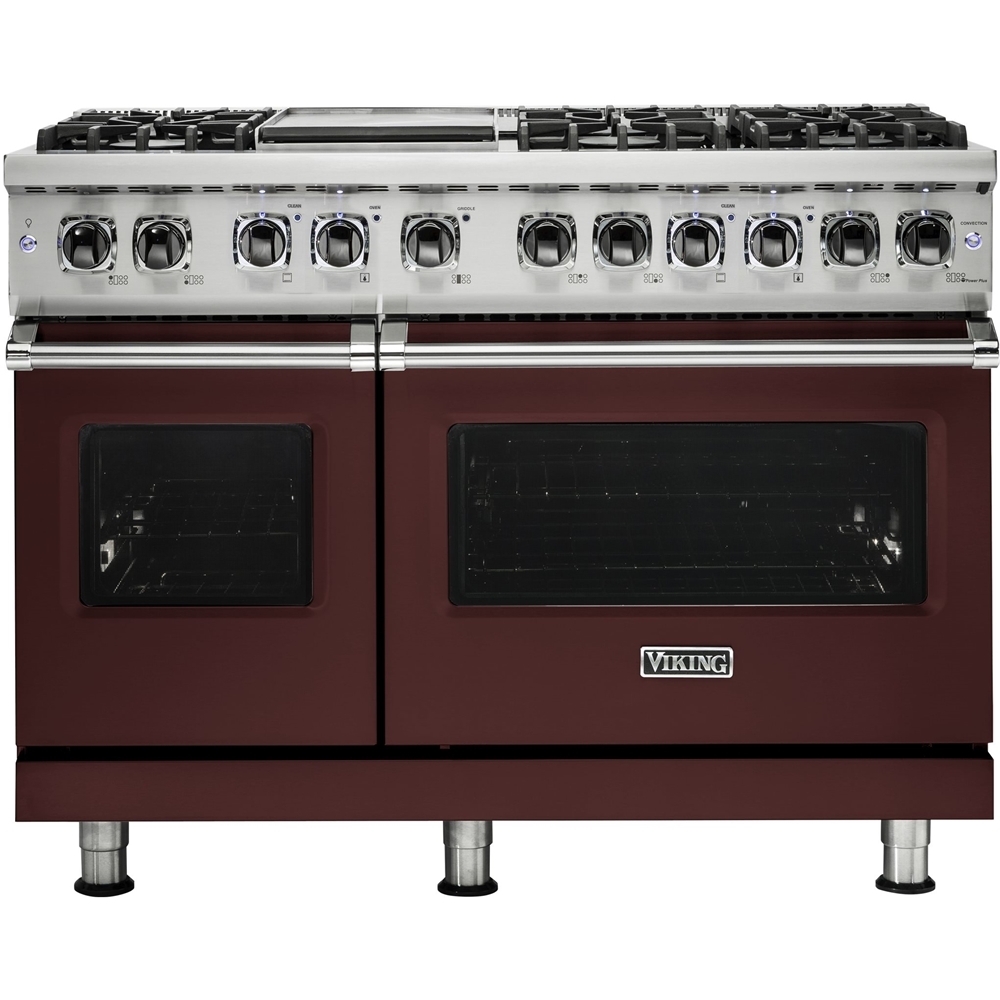 Viking – Professional 5 Series Freestanding Double Oven Dual Fuel True Convection Range with Self-Cleaning – Kalamata Red