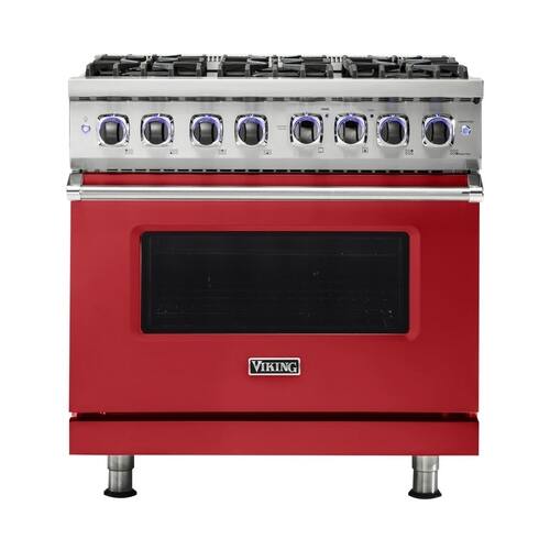 Viking - Professional 7 Series 5.6 Cu. Ft. Freestanding Dual Fuel LP Gas True Convection Range with Self-Cleaning - San Marzano Red