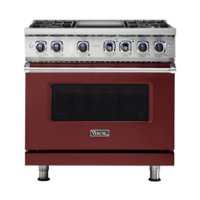 Viking - Professional 7 Series 5.6 Cu. Ft. Freestanding Dual Fuel True Convection Range with Self-Cleaning - Reduction red - Front_Zoom
