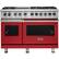 Front. Viking - 48"W 7-Series Dual Fuel Self-Clean Range-6 Burners + Griddle - LP - San Marzano Red.