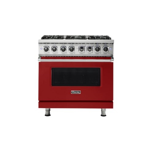 Viking - Professional 5 Series 5.6 Cu. Ft. Freestanding Dual Fuel LP Gas True Convection Range with Self-Cleaning - San Marzano Red