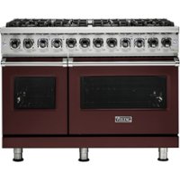 Viking - Professional 5 Series Freestanding Double Oven Dual Fuel Convection Range with Self-Cleaning - Kalamata red - Front_Zoom