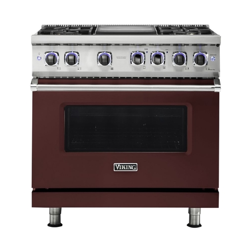 Viking - Professional 7 Series 5.6 Cu. Ft. Freestanding Dual Fuel True Convection Range with Self-Cleaning - Kalamata Red