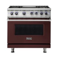 Viking - Professional 7 Series 5.6 Cu. Ft. Freestanding Dual Fuel True Convection Range with Self-Cleaning - Kalamata red - Front_Zoom