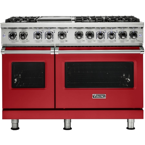 Viking - Professional 5 Series Freestanding Double Oven Dual Fuel True Convection Range with Self-Cleaning - San Marzano Red