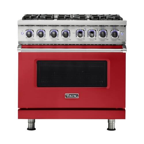 Viking - Professional 7 Series 5.6 Cu. Ft. Freestanding Dual Fuel True Convection Range with Self-Cleaning - San Marzano Red