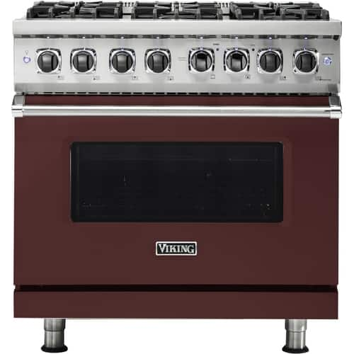 Viking - Professional 5 Series 5.6 Cu. Ft. Freestanding Dual Fuel True Convection Range with Self-Cleaning - Kalamata Red