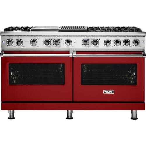 Viking - Professional 5 Series Freestanding Double Oven Dual Fuel Convection Range with Self-Cleaning - San Marzano Red