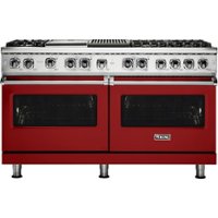 Viking - Professional 5 Series Freestanding Double Oven Dual Fuel Convection Range with Self-Cleaning - San marzano red - Front_Zoom