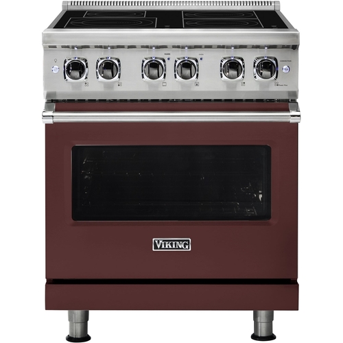 Viking - Professional 5 Series 4.7 Cu. Ft. Freestanding Electric Induction True Convection Range with Self-Cleaning - Kalamata Red