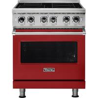 Viking - Professional 5 Series 4.7 Cu. Ft. Freestanding Electric Induction True Convection Range with Self-Cleaning - San Marzano Red - Front_Zoom