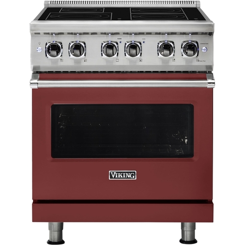 Viking - Professional 5 Series 4.7 Cu. Ft. Freestanding Electric Induction True Convection Range with Self-Cleaning - Reduction Red