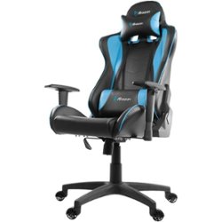 Arozzi - Forte PU Leather Ergonomic Gaming Chair - Black - Blue Accents - Front_Zoom
