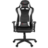 Arozzi - Forte PU Leather Ergonomic Gaming Chair - Black - White Accents - Front_Zoom