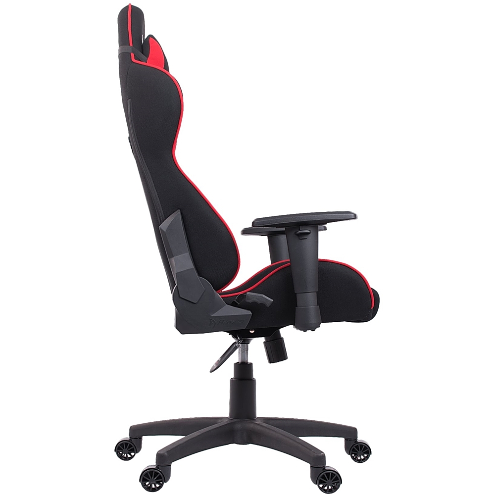 Left View: Arozzi - Forte Mesh Fabric Ergonomic Gaming Chair - Black - Red Accents