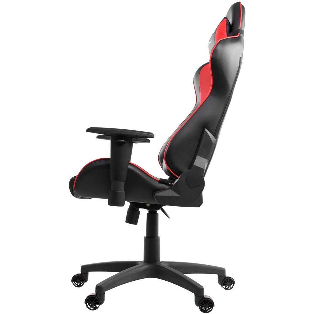 Angle. Arozzi - Forte PU Leather Ergonomic Gaming Chair - Black - Red Accents.