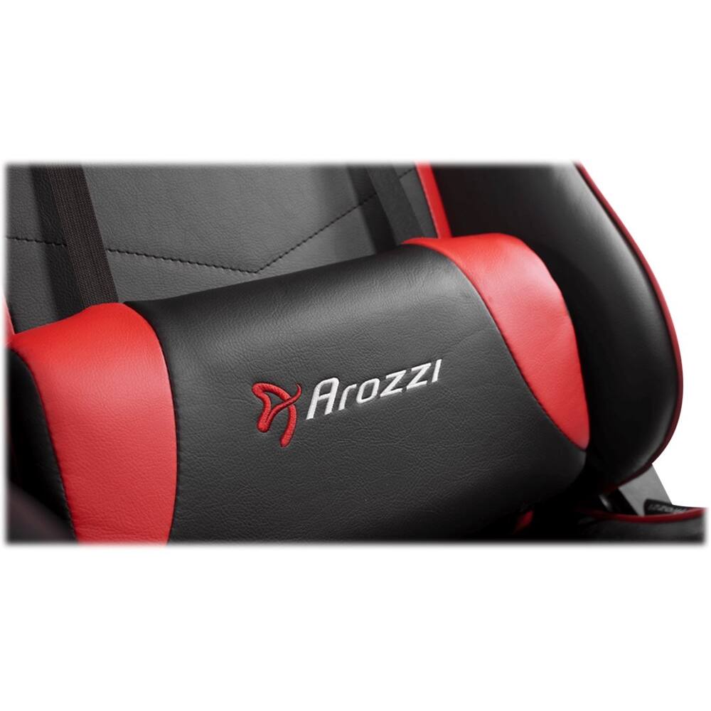 Alt View 15. Arozzi - Forte PU Leather Ergonomic Gaming Chair - Black - Red Accents.
