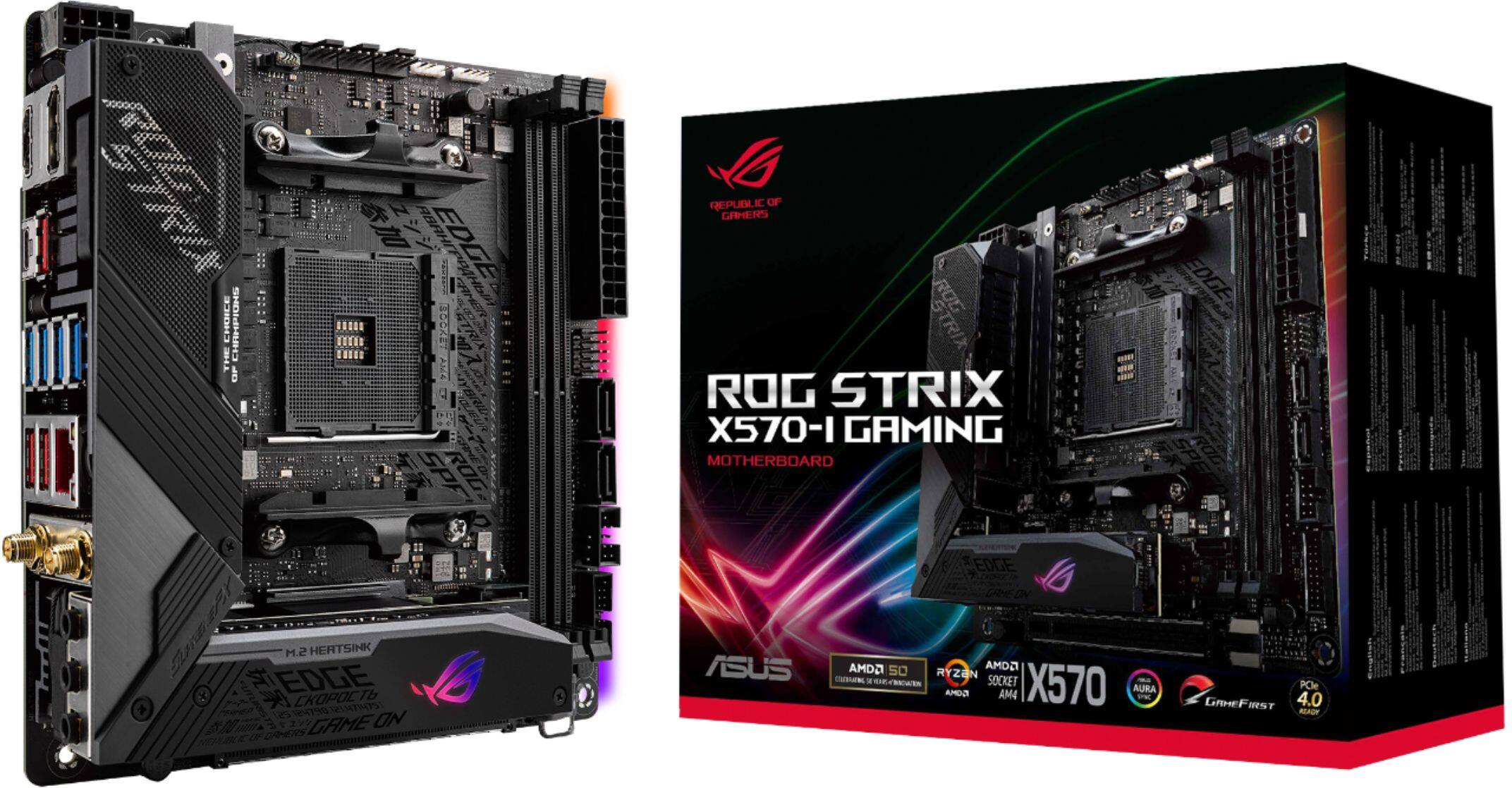 Alt View 16. ASUS - ROG Strix X570-I Gaming (Socket AM4) USB-C Gen2 AMD Motherboard with LED Lighting.