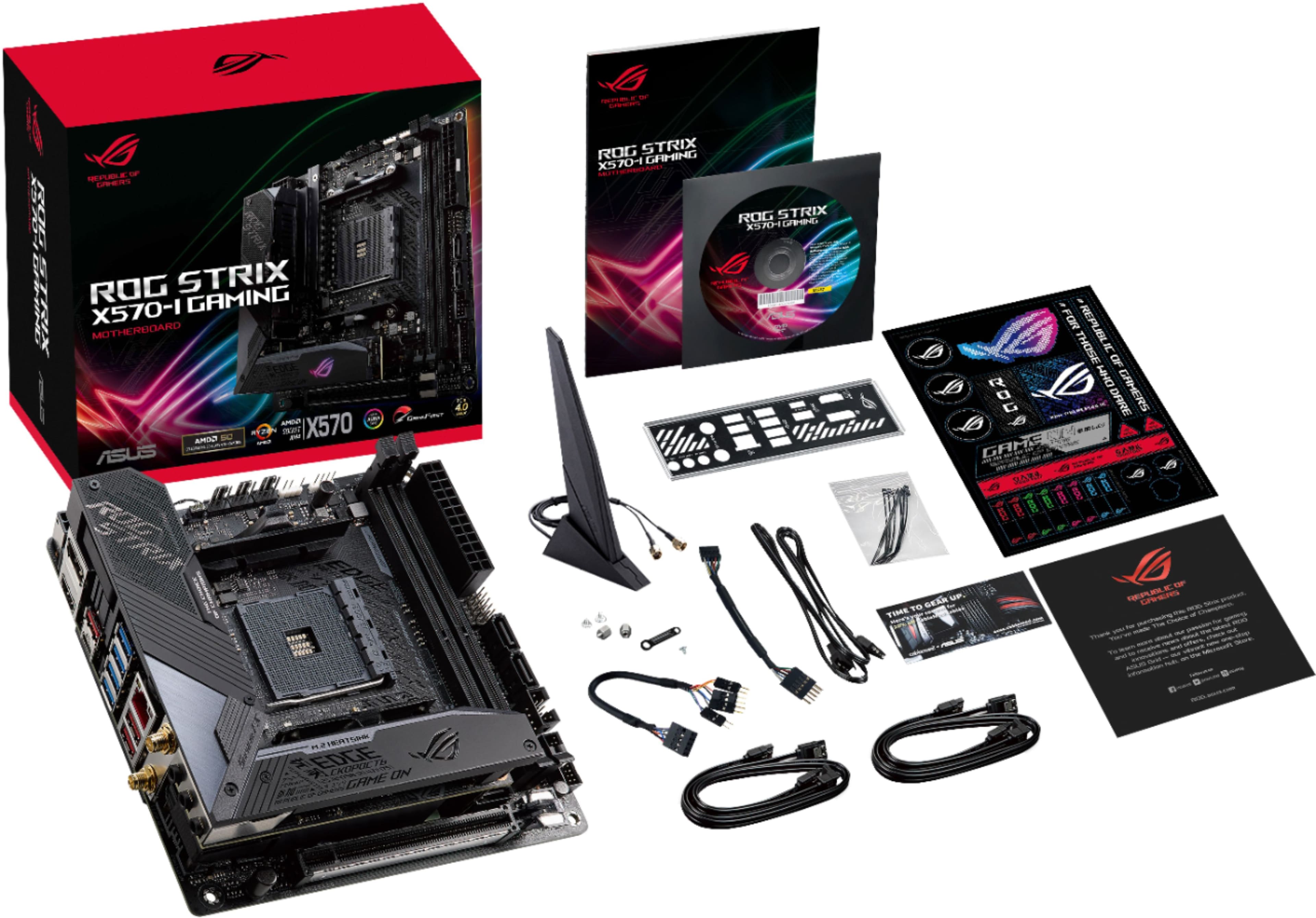 Alt View 17. ASUS - ROG Strix X570-I Gaming (Socket AM4) USB-C Gen2 AMD Motherboard with LED Lighting.