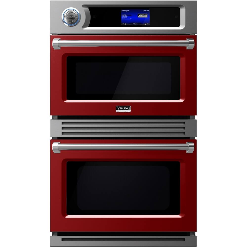 Viking - Professional 7 Series TurboChef 30" Built-In Double Electric Convection Wall Oven - San Marzano Red - Front_Zoom