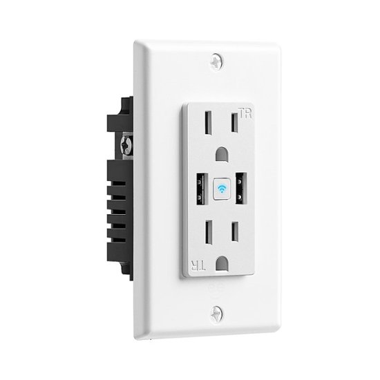Front Zoom. Geeni - Current Plus Charge 2-Outlet/2-USB Smart Outlet - White.