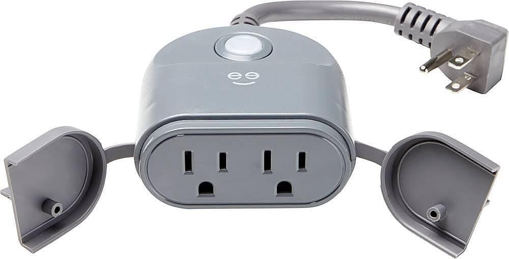 Alt View 14. Geeni - Dual Outlet Outdoor Wi-Fi Smart Plug - Gray.