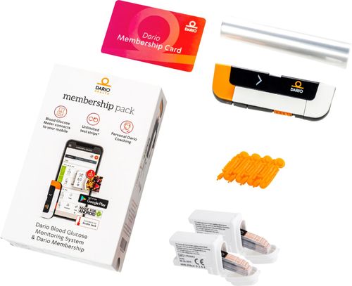 Dario Value Pack Kit for Android with FREE 3-Month Plan - Blood Glucose Monitoring Set to Test Diabetes Sugar Level - Black/White/Orange