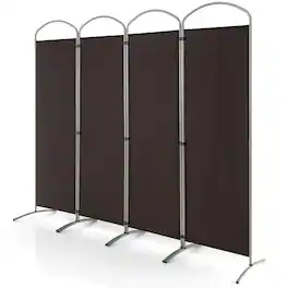 Costway - 4 Panels Folding Room Divider 6 Ft Tall Fabric Privacy Screen - Brown