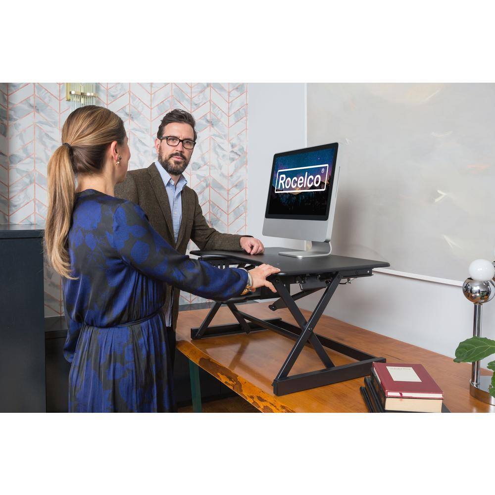 Left. Rocelco - 38" Large Height Adjustable Standing Desk - Black.
