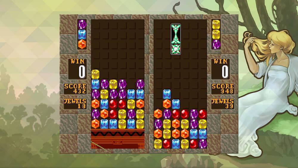 The image features a game with a woman and a scoreboard. The scoreboard shows the current score of 432, and the woman is holding a cell phone. The game is set in a forest, and there are various objects like a cup, a bowl, and a vase scattered around the scene. The image also includes a few apples and a banana, adding to the overall visual appeal of the scene.