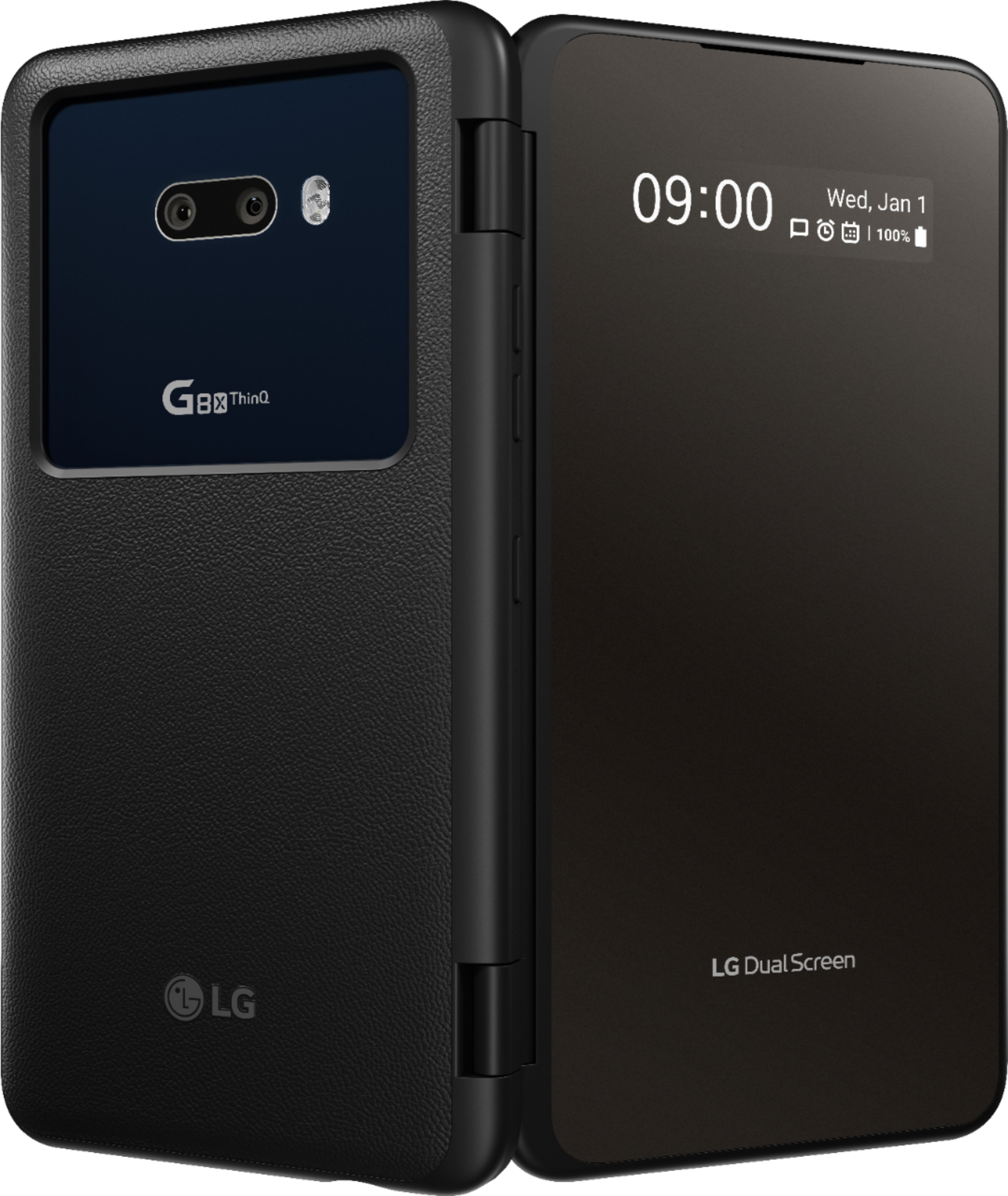 Back View: LG - G8X ThinQ Dual Screen with 128GB Memory Cell Phone (Unlocked) - Black