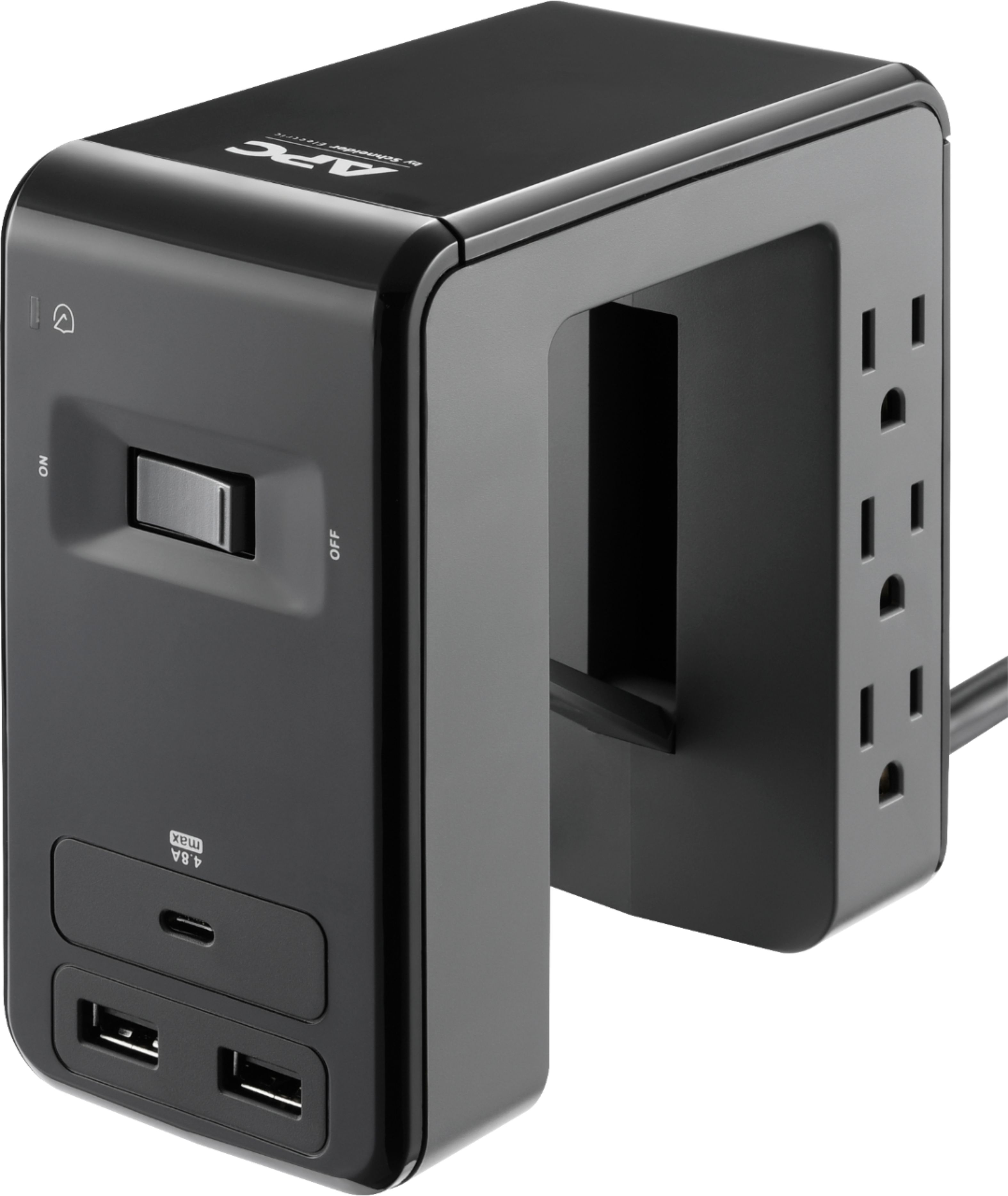 APC - SurgeArrest Essential 6-Outlet/3-USB Surge Protector Strip - Black