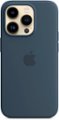 Angle Zoom. Apple - iPhone 14 Pro Silicone Case with MagSafe - Storm Blue.