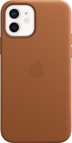 Apple - iPhone 12 and iPhone 12 Pro Leather Case with MagSafe - Saddle Brown